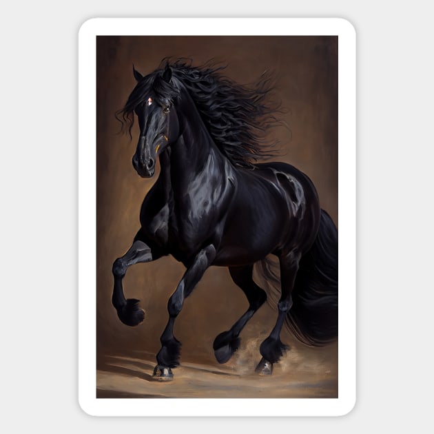 Friesian Horse - Oil paint Magnet by ABART BY ALEXST 